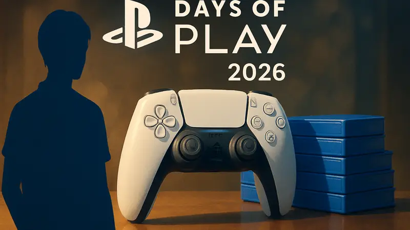 Логотип PlayStation Days of Play 2026 на фоне контроллера PS5 и пачки игр.
