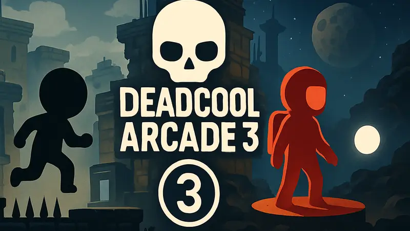 Изображение логотипа DeadCool Arcade 3 с элементами классических инди-игр для мобильных устройств.