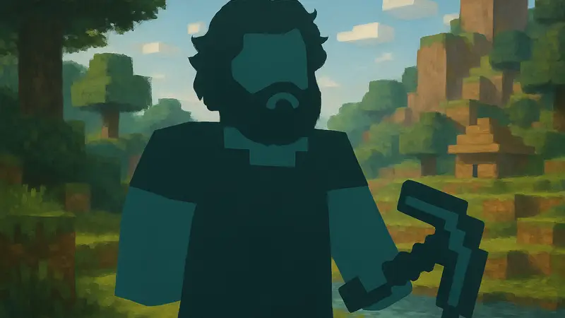 Джек Блэк в образе Стива из Minecraft на картине художника, сделанной для фильма 'Minecraft 2'.