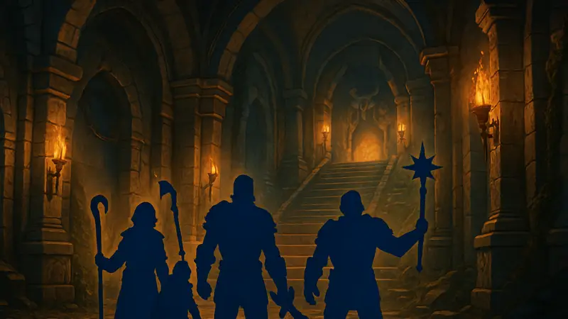 Скриншот из игры Fellowship: Season 2, демонстрирующий игроков в подземелье, вдохновленном World of Warcraft.