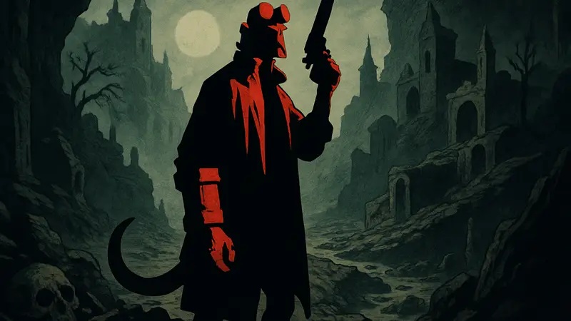 Обложка или иллюстрация из нового комикса Hellboy in Hell: Nothing But Blood, с изображением Хеллбоя.