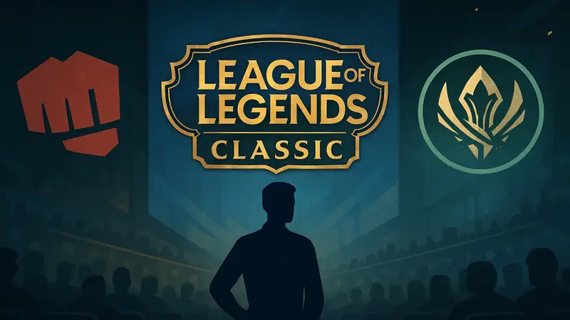 Логотип League of Legends Classic на фоне символики Riot Games и MSI. Анонс нового игрового режима.