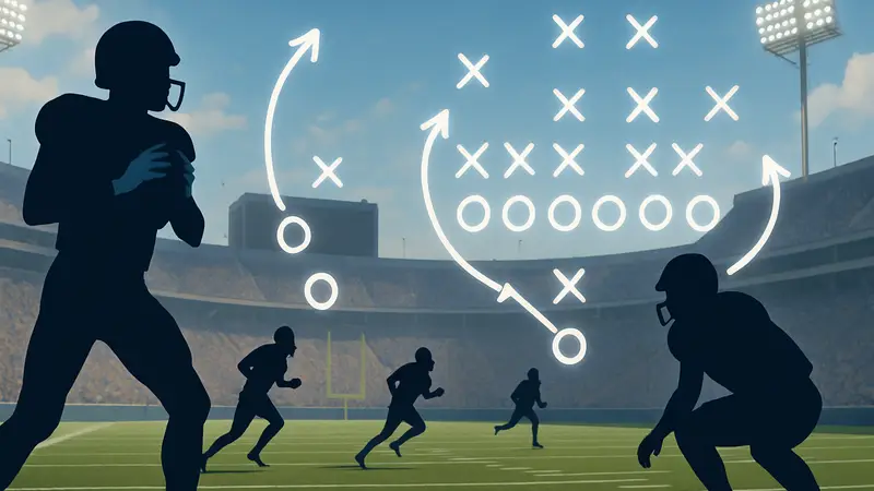 Футбольный стадион из College Football 27 с демонстрацией тактических схем