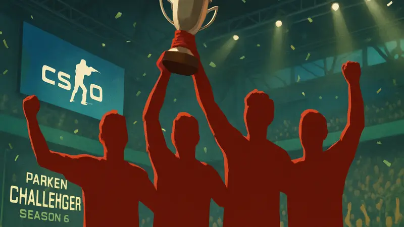 Команда 100 Thieves празднует победу на Parken Challenger Championship Season 6 по CS2