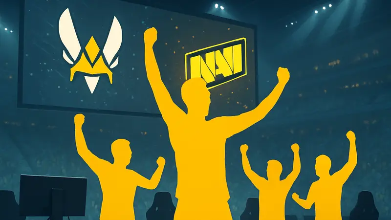 Команда Vitality празднует победу над GamerLegion, продвигаясь в финал BLAST против NAVI.