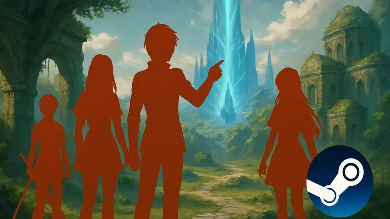 Обложка JRPG Exstetra с главными героями, указывающая на релиз в Steam