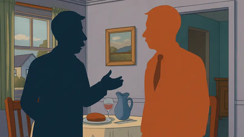 Кадр из эпизода «Симпсонов» со Скиннером и директором Чалмерсом, представляющий мем Steamed Hams.