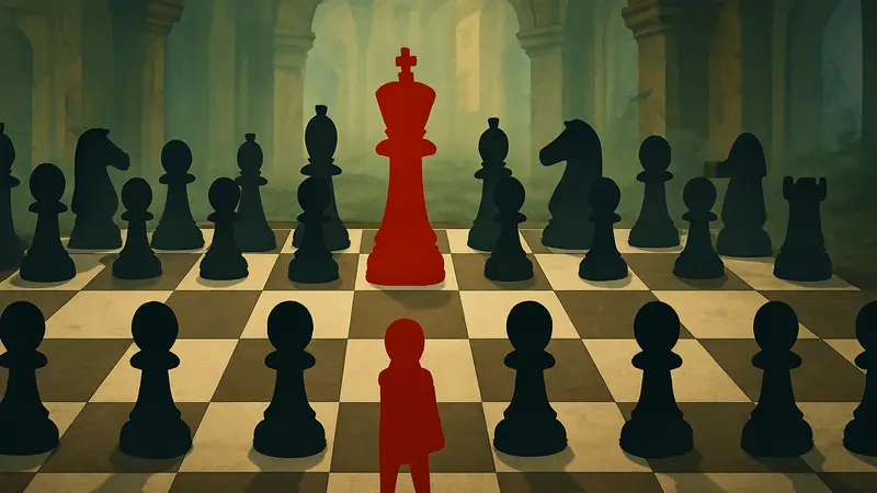 Скриншот из игры King's Gambit с шахматной доской и множеством фигур.