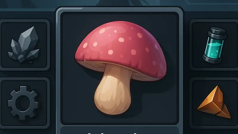 Изображение Pink Bolete в инвентаре Arknights Endfield на фоне игрового интерфейса.