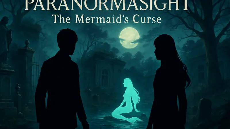 Обложка игры Paranormasight: The Mermaid’s Curse с мистическими элементами и русалкой