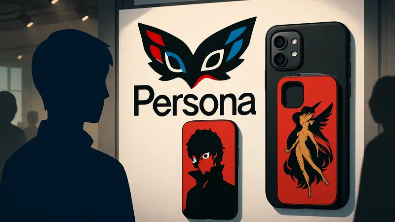 Логотип Persona с новыми элементами дизайна и чехлы для телефонов Atlus