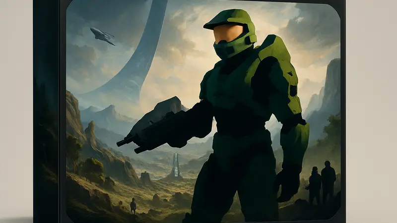 Коробка настольной игры Halo: Campaign Evolved – The Board Game с изображением Мастера Чифа. Настольная игра Halo.