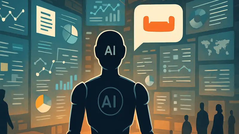 Изображение AI агента, окруженного контекстными данными