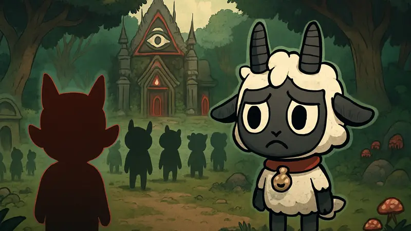 Мархозиас из Cult of the Lamb, с его характерной внешностью, не вступивший в культ