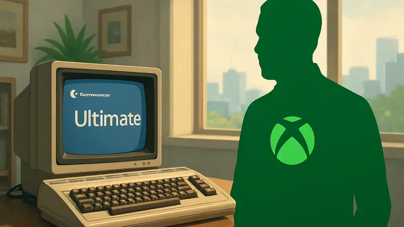 Major Nelson из Xbox рядом с компьютером Commodore 64 Ultimate.