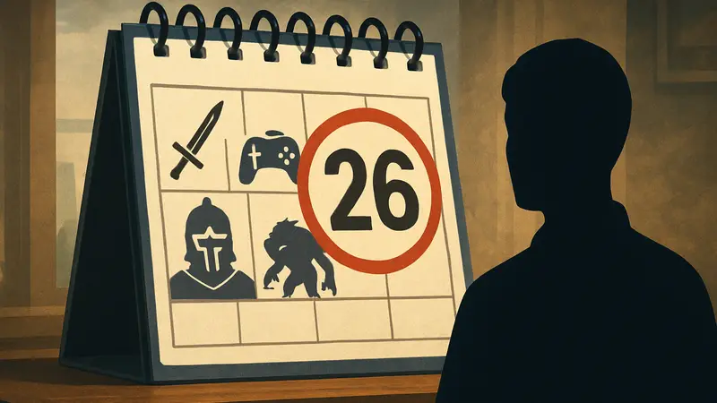 Календарь с выделенной датой 26 марта и иконками видеоигр, символизирующими множество релизов