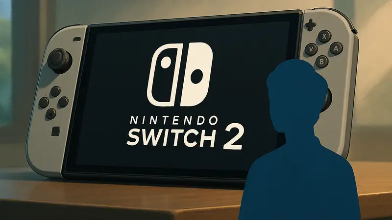 Изображение логотипа Nintendo Switch 2 на фоне новой консоли.
