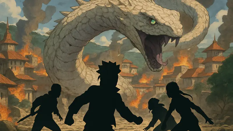 Обложка манги «Боруто: Два Синих Вихря» глава 33, финальная битва с Мамуши в Конохе.