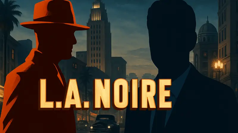 Глава Take-Two Штраус Зельник и логотип L.A. Noire на фоне города 40-х годов