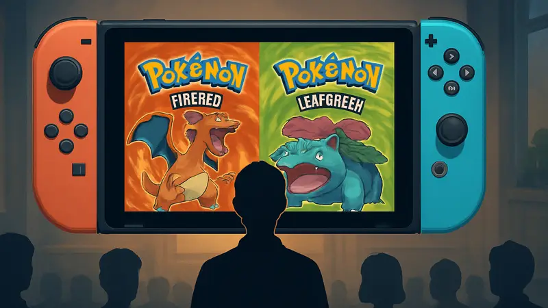 Обложки игр Pokemon FireRed и LeafGreen на экране Nintendo Switch.