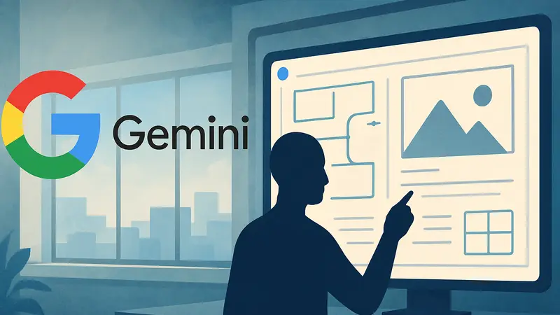 Логотип Google Gemini и изображение интерфейса Canvas в режиме ИИ.
