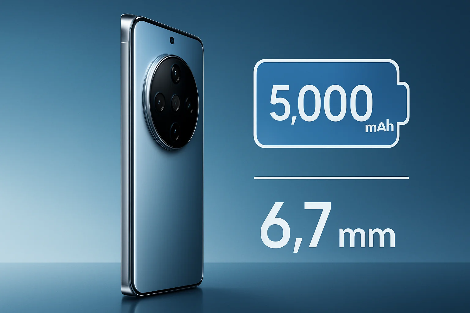 Изображение тонкого смартфона Honor Magic 8 Pro Air с указанием его характеристик