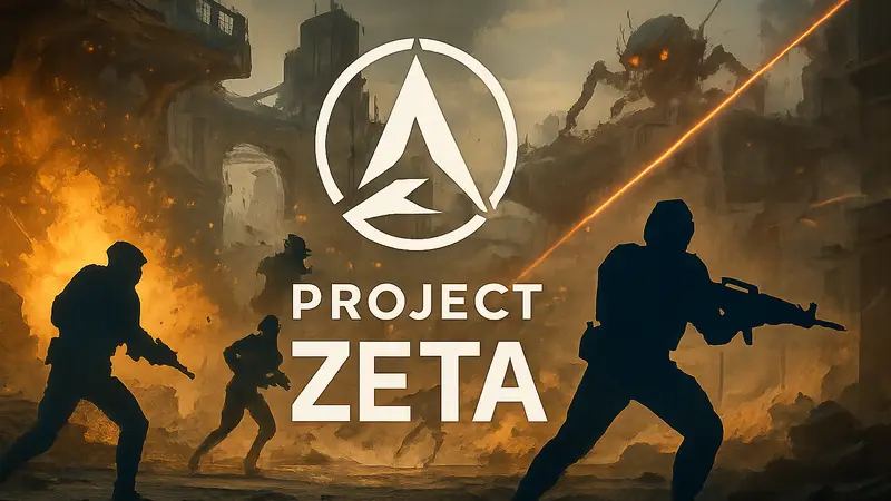 Логотип мультиплеерного экшена Project ZETA на фоне динамичного игрового процесса