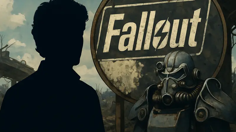 Тодд Говард, директор Bethesda, на фоне логотипа Fallout