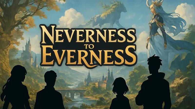 Логотип игры Neverness to Everness на фоне изображений, сгенерированных ИИ
