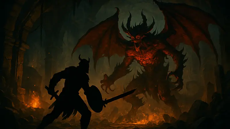 Игровой персонаж Diablo 4 сражается с боссом в подземелье логова.