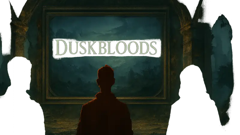 Логотип игры Duskbloods на фоне экрана загрузки сетевого теста.