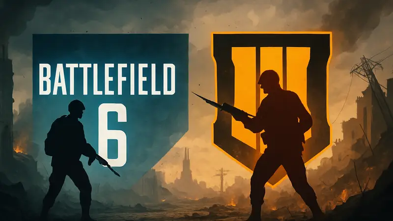 Логотипы Battlefield 6 и Black Ops 7, символизирующие конкуренцию между двумя крупными сериями шутеров