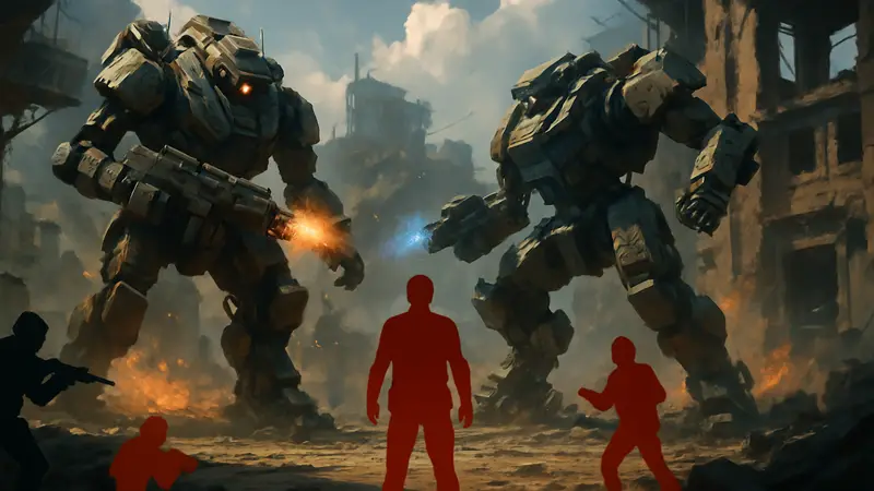 Скриншот из шутера EMPULSE с динамичным экшеном и роботами, напоминающими Titanfall, на Xbox.