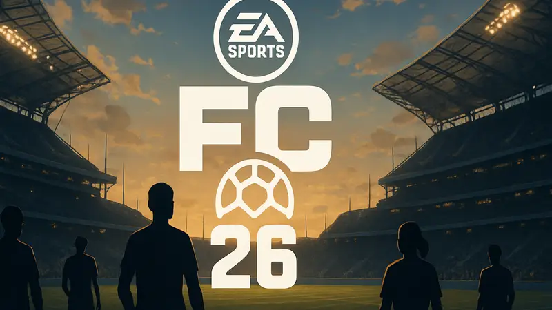 Логотип EA Sports FC 26 на фоне футбольного стадиона, символизирующий режим чемпионата мира.