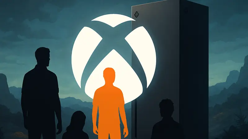 Логотип Xbox на фоне игровой консоли, символизирующий будущие эксклюзивы Microsoft 2026 года.