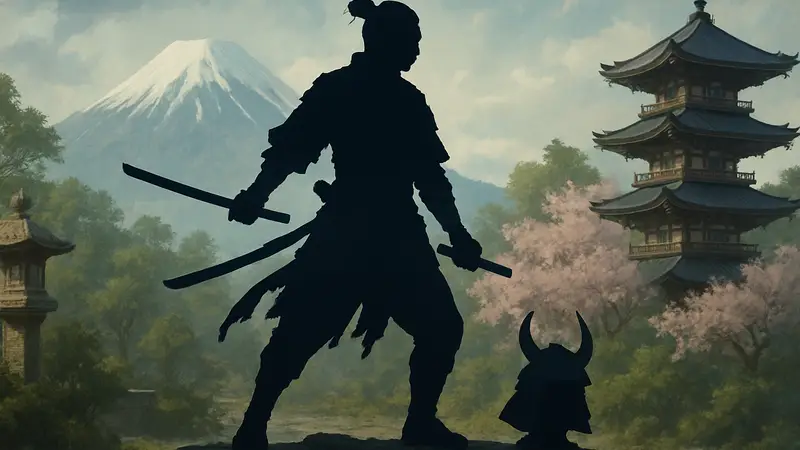 Детализированная статуя Ацу из Ghost of Yotei от Ronin Studio с катанами и сменной головой