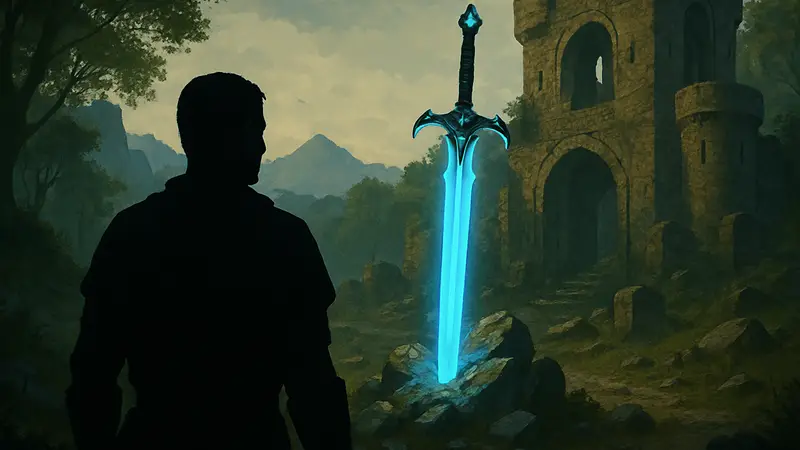 Меч Умбра из The Elder Scrolls IV: Oblivion, светящийся синим светом.