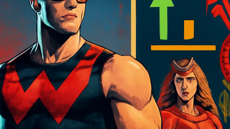 Постер сериала "Wonder Man" с главным героем, сравнивающий его с "WandaVision".