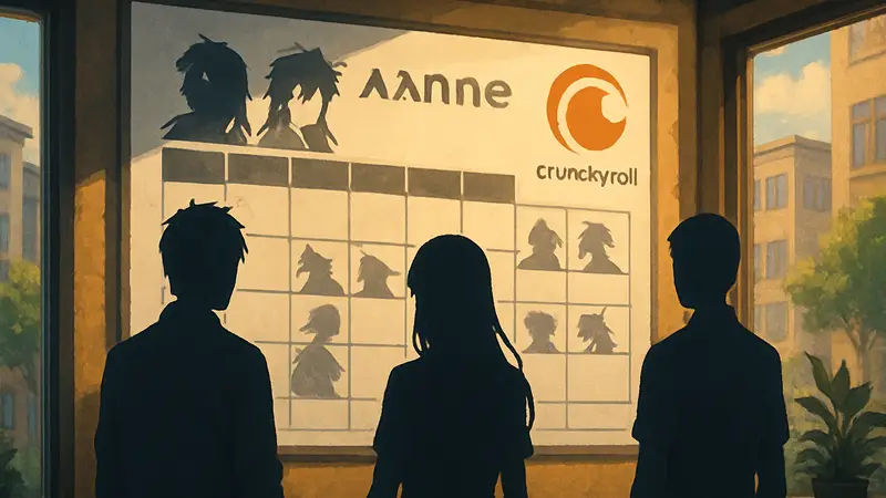 Расписание аниме-симулкастов Crunchyroll на март 2026 года, логотип Crunchyroll.