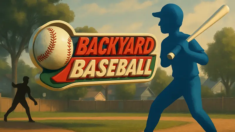 Логотип Backyard Baseball с элементами 3D-графики, символизирующий возвращение серии.