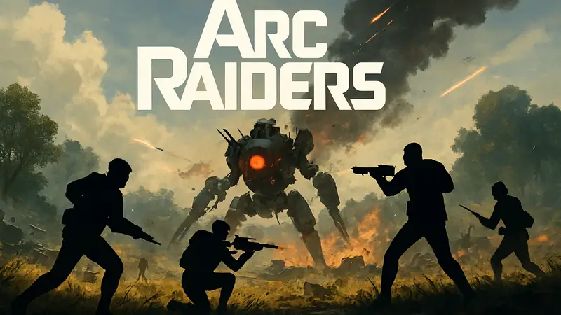 Логотип игры Arc Raiders на фоне динамичного сражения