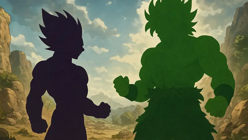 Изображение Веджеты в форме Ультра Эго и Броли в Full Power форме из аниме Dragon Ball.
