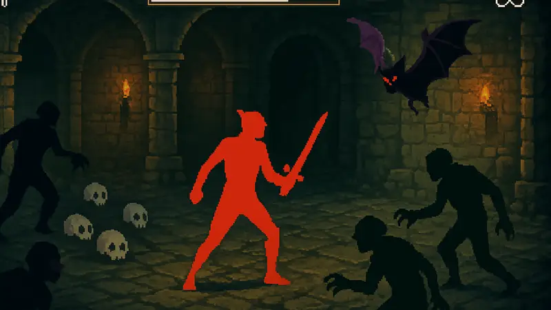 Скриншот из игры Vampire Crawlers, демонстрирующий новый бесконечный режим или улучшенный интерфейс