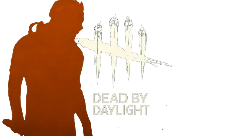 Логотип Dead by Daylight с изображением убийцы и выжившего на тёмном фоне