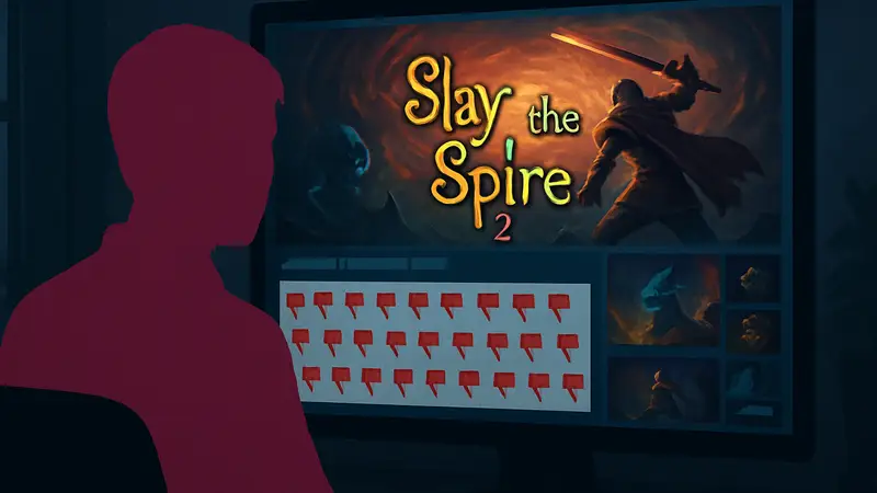 Страница Slay the Spire 2 в Steam с негативными отзывами.