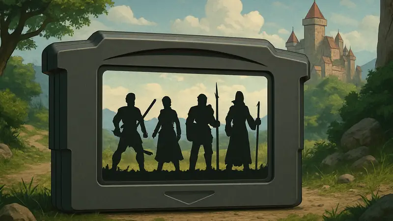 Игровой картридж Game Boy Advance с персонажами RPG на экране. Забытые RPG для GBA.