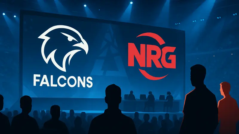 Логотипы команд Falcons и NRG на киберспортивном турнире BLAST Open