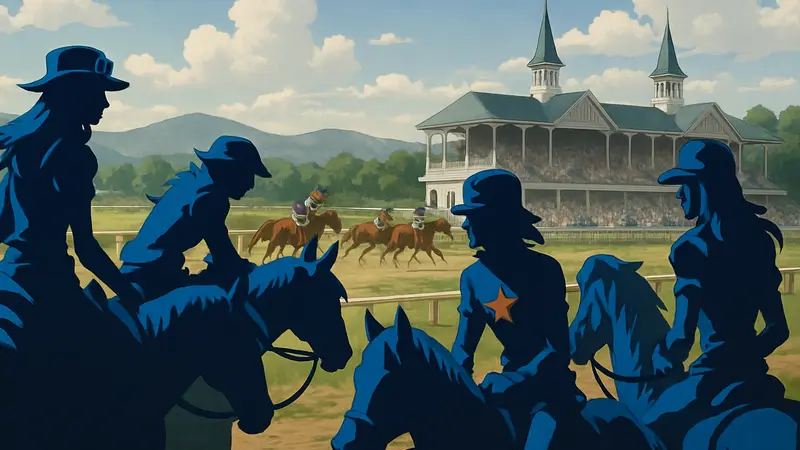 Главные герои аниме Steel Ball Run на скачках, готовятся к новому этапу гонки