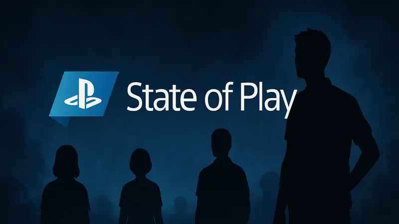 Логотип PlayStation State of Play на тёмном фоне
