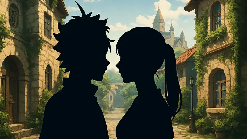 Аста и Ноэль из Black Clover, стоящие рядом, с романтическим подтекстом